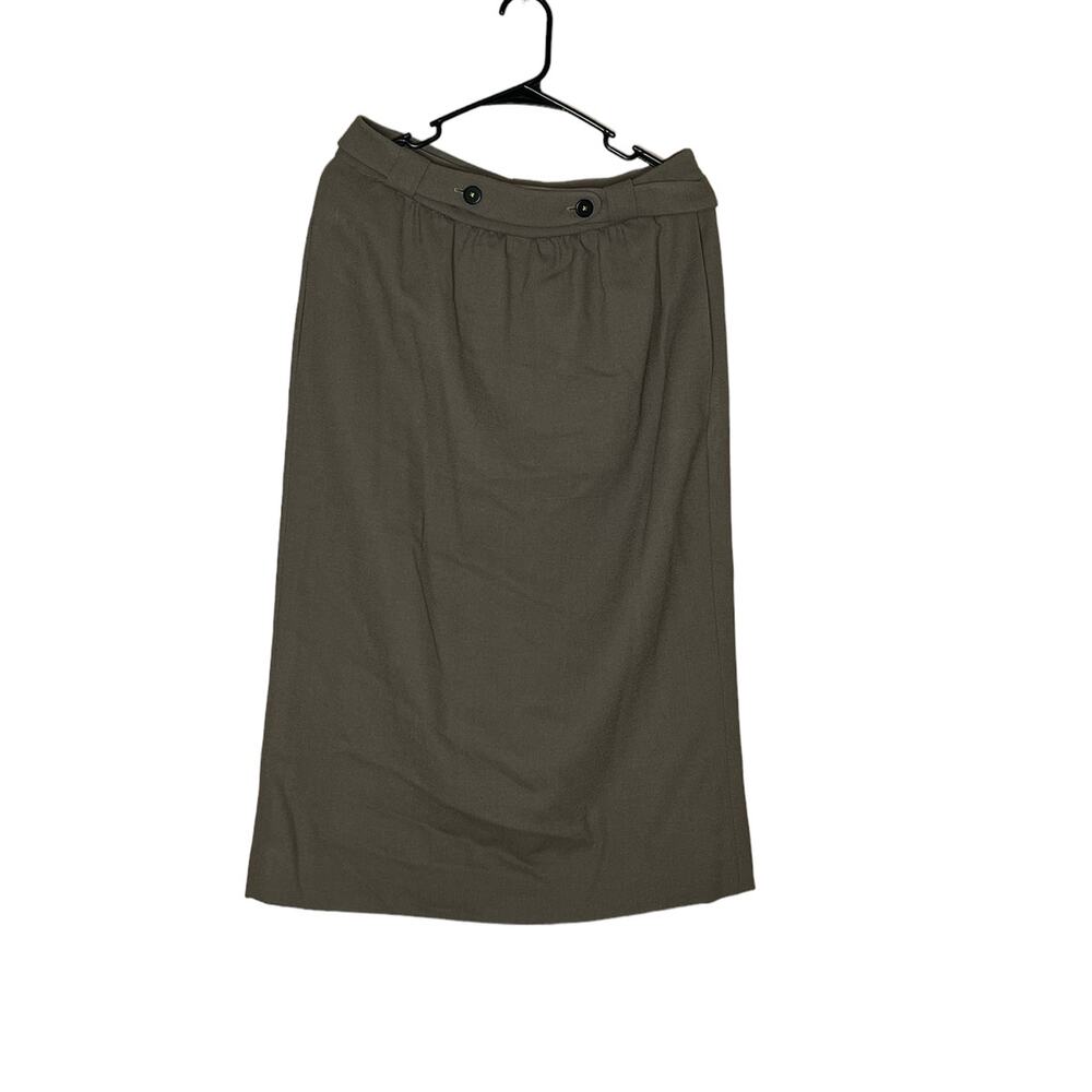 gloria sachs women casual modest midi skirt sz 12 brown belted on seam pockets